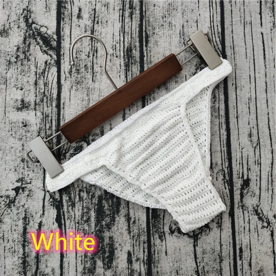 Sexy Men Women Breathable Knit Briefs Underwear Pump Man Hand Crochet Gstring Swimming Sunbathing Underpants Panties 250917