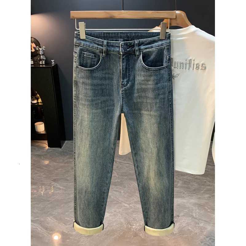 Loose straight leg jeans mens 2025 autumn new style American high street trendy brand elastic versatile casual long pantsZ250917