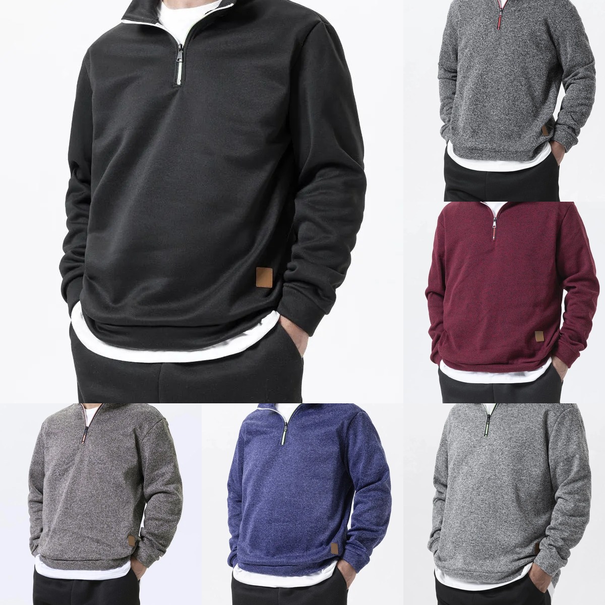 Men's Hoodies Quarter Zip Up Sweaters Slim Fit Lightweight Mock Neck Pullover Casual Half Turtleneck Knitted Outdoor Streetwear