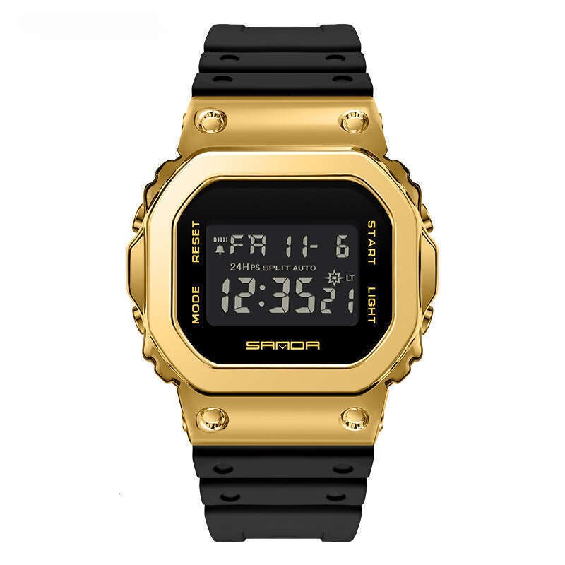 DHgargets Sanda Fashion Trend Single Movement Small Square Harajuku Style Waterproof Sports Watch with Raised Hand Light for Couples Men and Women