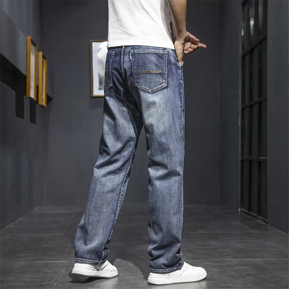44 Plus Size Jeans Men Denim Pants Casual Fashion Solid Color Jeans Male Big Size Straight TrousersZ250917
