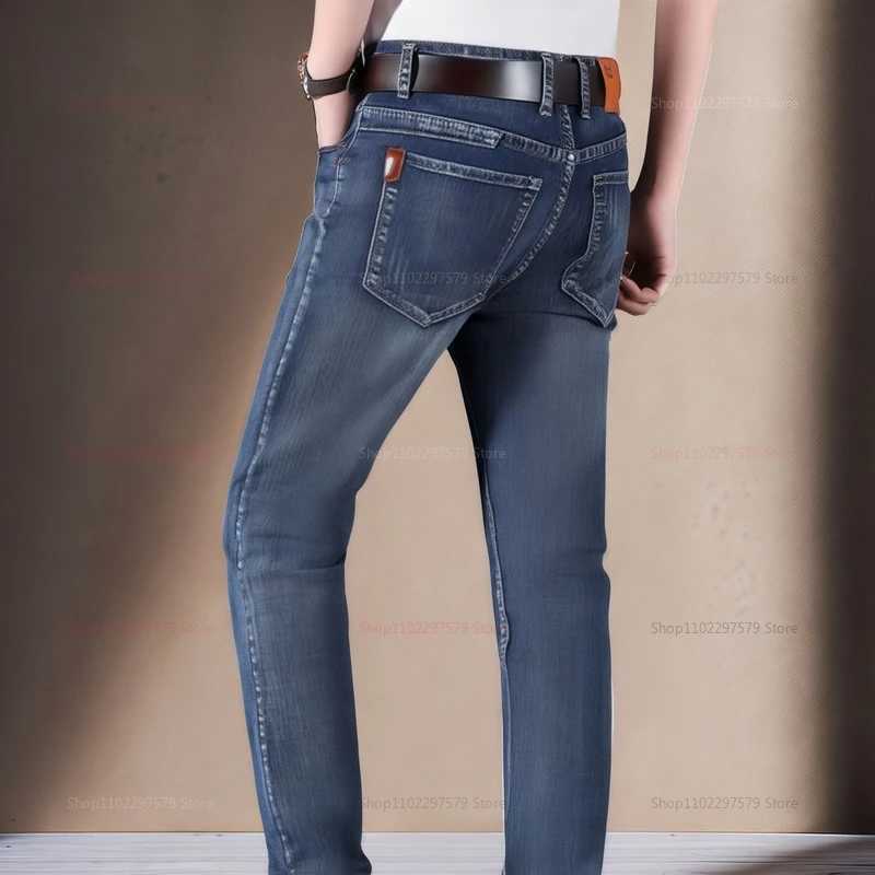 Mens Denim Pants Spring Casual Business Straight Fit Loose Elastic Waist Stylish Comfortable Pants for Work and Casual WearZ250917