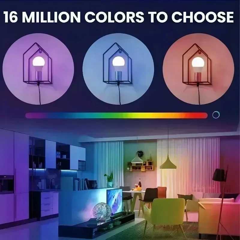 RGB Bulb LED Multicolor Bulbs 16 Colors E27 Base 220V Household Lighting Dimmable 24 Key Remote Control Atmosphere Neon Light C250917