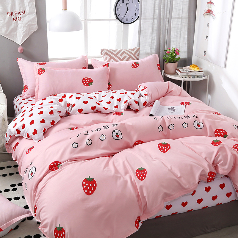 Aloe Vera Cotton Four-Piece Set Printed Sheet Duvet Cover Bed Skirt Temu Xiyin