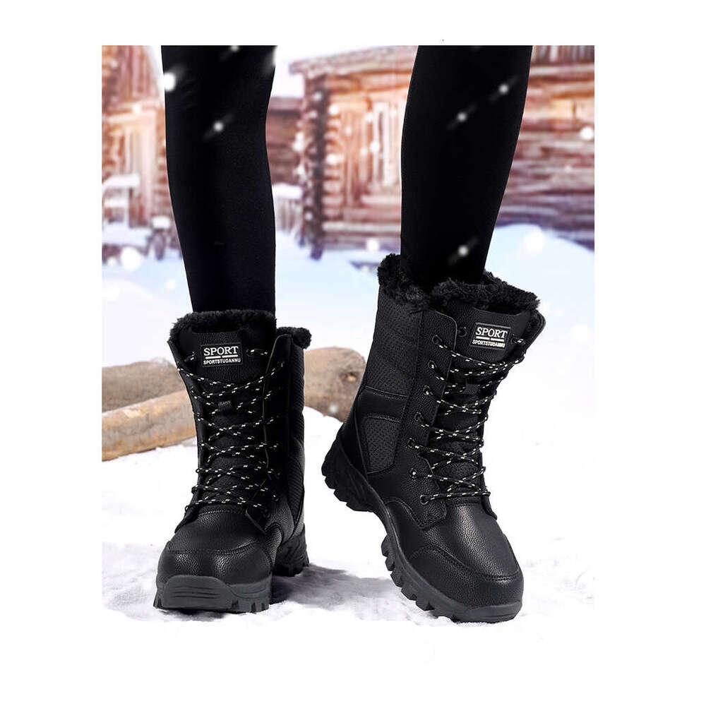 New Designer Boots Middle Boots Women's Shoes Winter Rain Boots High Top Lace-Up Thick-Soled Waterproof Fashion Outdoor Hiking Snow Boots