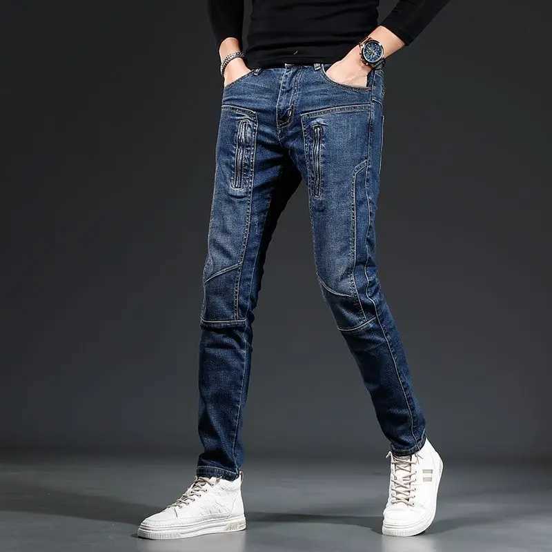 Tapered Jeans for Men Buggy Original Denim 90s Streetwear Xs Casual Korean Style Y2k Motorcycle Trousers Man Cowboy PantsZ250917
