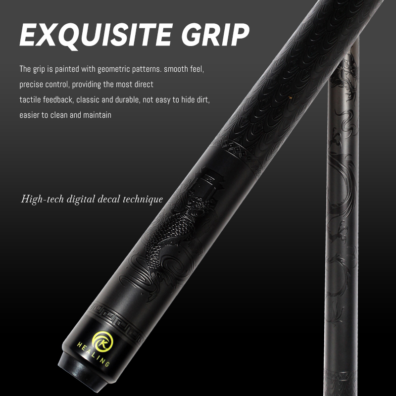 OKHEALING 1/2 Split Carbon Fibre Pool Cue Billiard Cue Stick Tip Diameter 12.5mm Radial Pin Joint Total Length 1474mm/58inch Weight 19Oz Billiard Stic