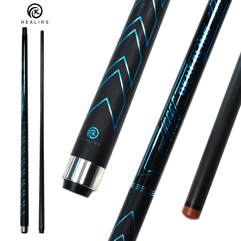 OKHEALING 1/2 Split Carbon Fibre Pool Cue Billiard Cue Stick Tip Diameter 12.9mm Uni-loc Joint Total Length 1474mm/58inch Weight 20Oz Billiard Stick, 