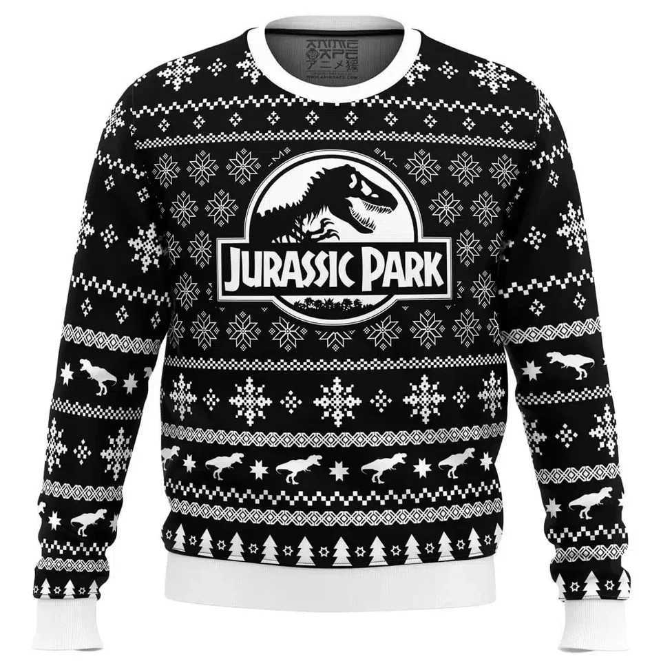 2024 Autumn Winter Mens Jurassic Park Christmas Head Ugly Christmas Hoodie Womens Casual Sports Party Hoodie L250917