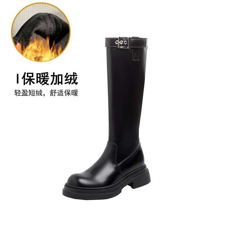 Over-the-Knee Women's Autumn Winter New Thick-Soled Belt Buckle Riding Versatile Fashion Slim Boots
