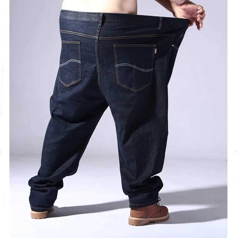 Big Size Blue Jeans Men Black Extra Large Oversize Mens Elastic Stretch Denim Trousers Male Jean Brand PantsZ250917