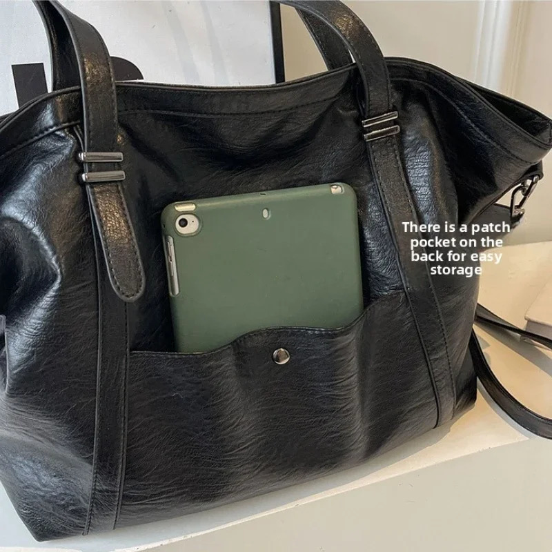 Large Sized Tote Bags For Women Soft PU Leather Pure Color Large Capacity Shopper Shoulder Crossbody Bag High Quality Handbags 250917