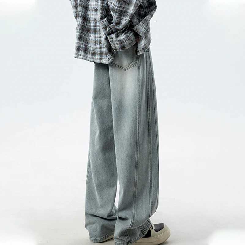 2025 Spring Vintage Washed Blue Baggy Jeans For Men Hip Hop Fashion Straight Denim Trousers Casual Soft Y2K Streetwear JeanZ250917