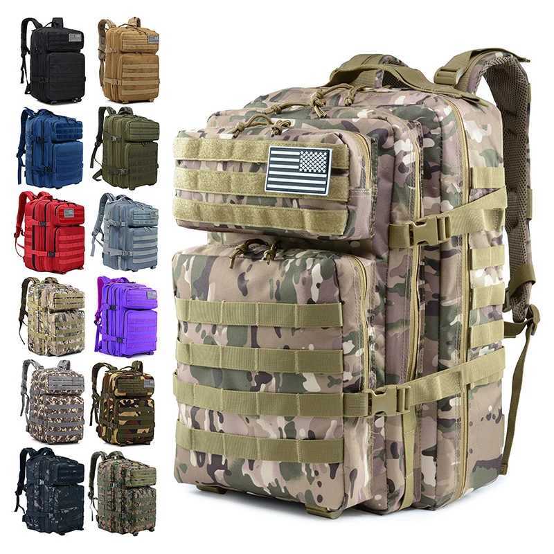 50L 1000D Nylon Waterproof Tactical Military Backpack 3 Day Assault Pack Molle Bag Outdoor Hiking Climbing Camping Army Rucksack Z250916