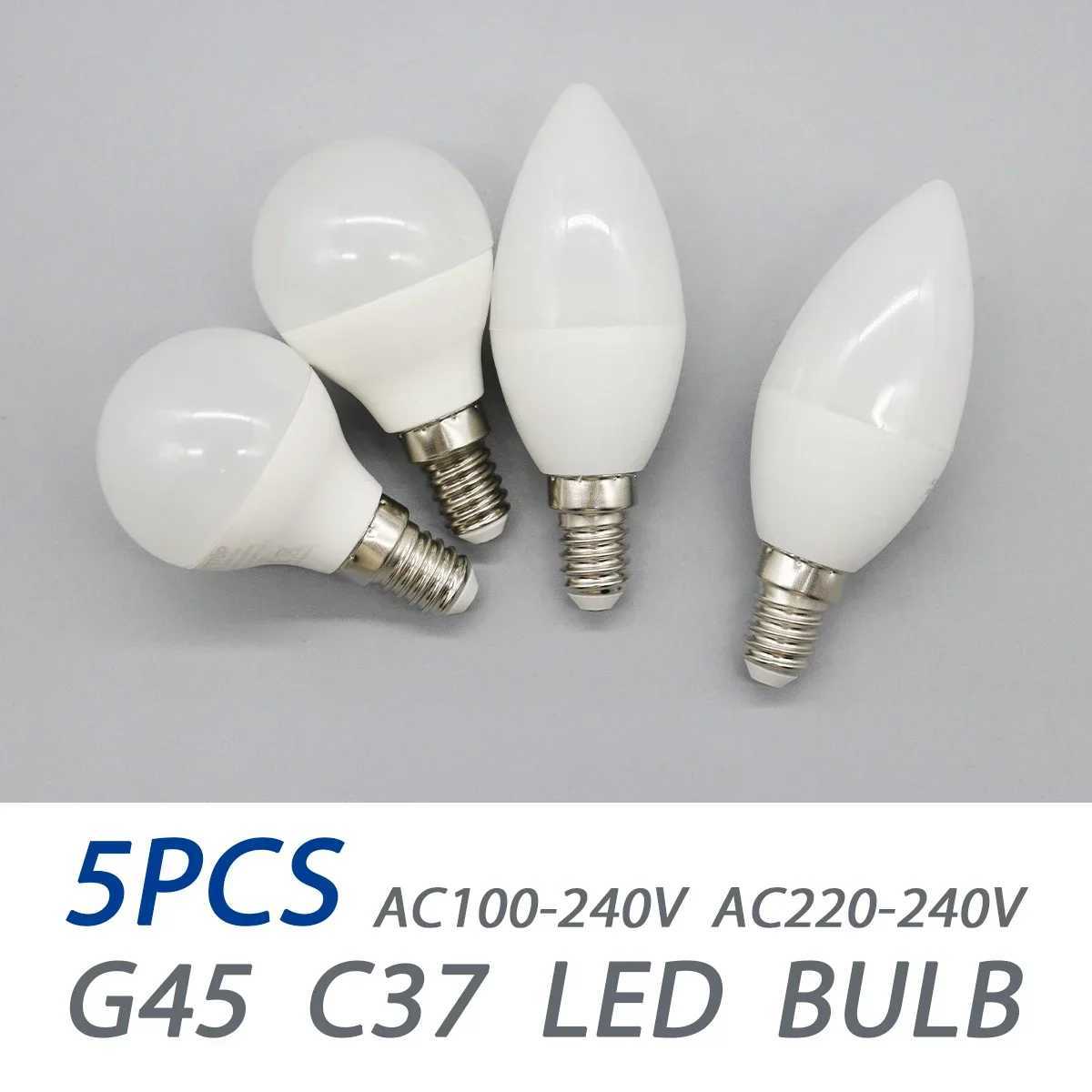 5Pack E14 LED Light Bulb 7W G45 C37 AC 220V 110V 120V EcoFriendly Mini Lamp NonFlicker 3000K 4000K 6000K Bulb C250917