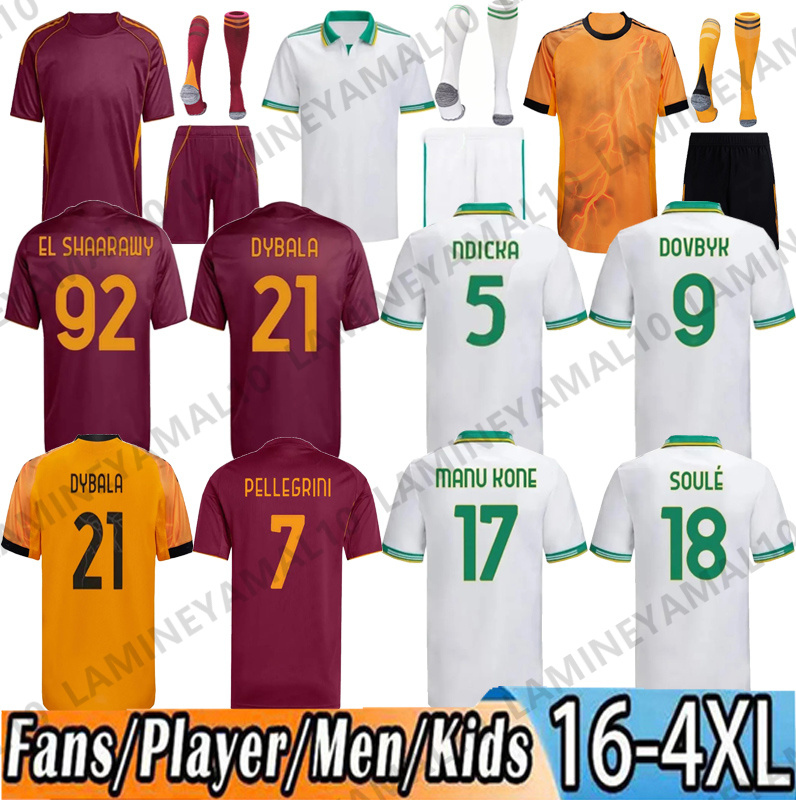 Soccer jersey 25 26 ROMA DYBALA MANCINI ABRAHAM PAREDES E. LE FEE ZALEWSKI EL SHAARAWY ROME in stock 2025 2026 Men Kids football shirt