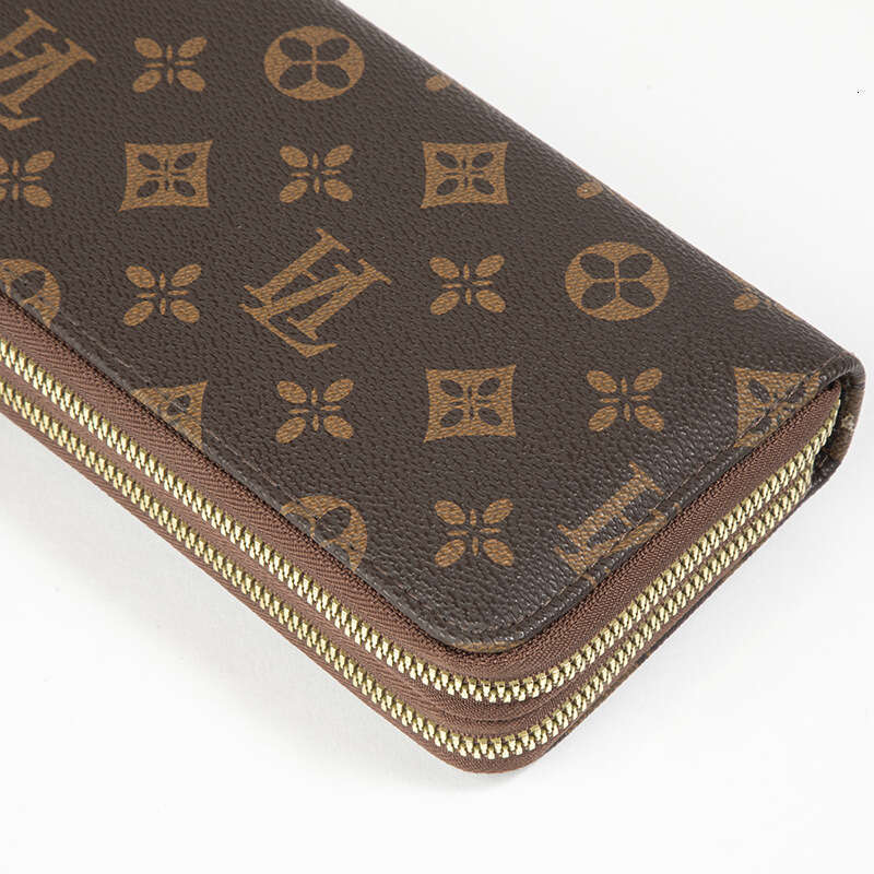 Designer style premium double zipper wallet, classic floral letter pattern card bag, passport clip, ideal choice for daily use and travel