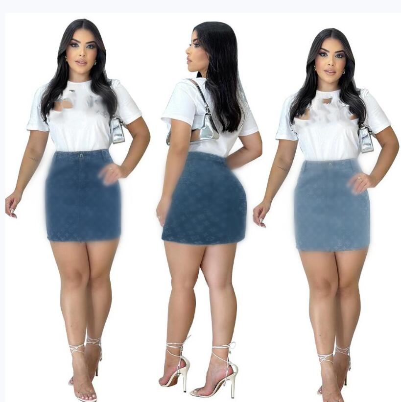 Designr Denim Dress Women Fashion printed short skirts dress washed jacquard short sexy slim fit Party Dress