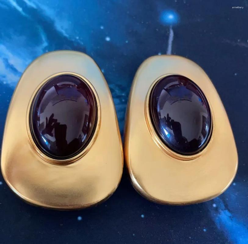 Backs Earrings Fashion Light Luxury High-end Green Agate Long-lasting Large Ear Clips