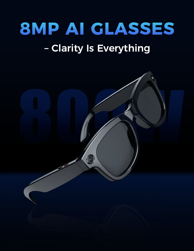 AI Smart Glasses with Camera 800W AI Real-Time Translation, Bluetooth Audio , Camera, Hands-Free Video Recorder for Travel, Sports, Outdoor Use (M01 P