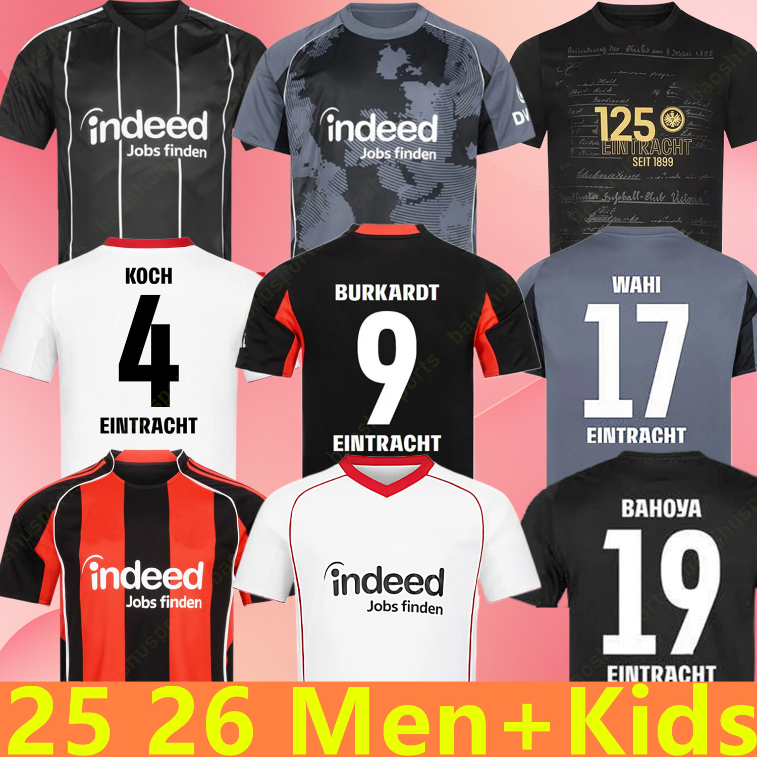 2025 2026 Eintracht Soccer Jerseys Retro Burkardt EKITIKE Larsson Doan KNAUFF SKHIRI KOCH HINTEREGGER DAHOUD 125 year anniversary 25 26 football Shirt Men KIDS kits