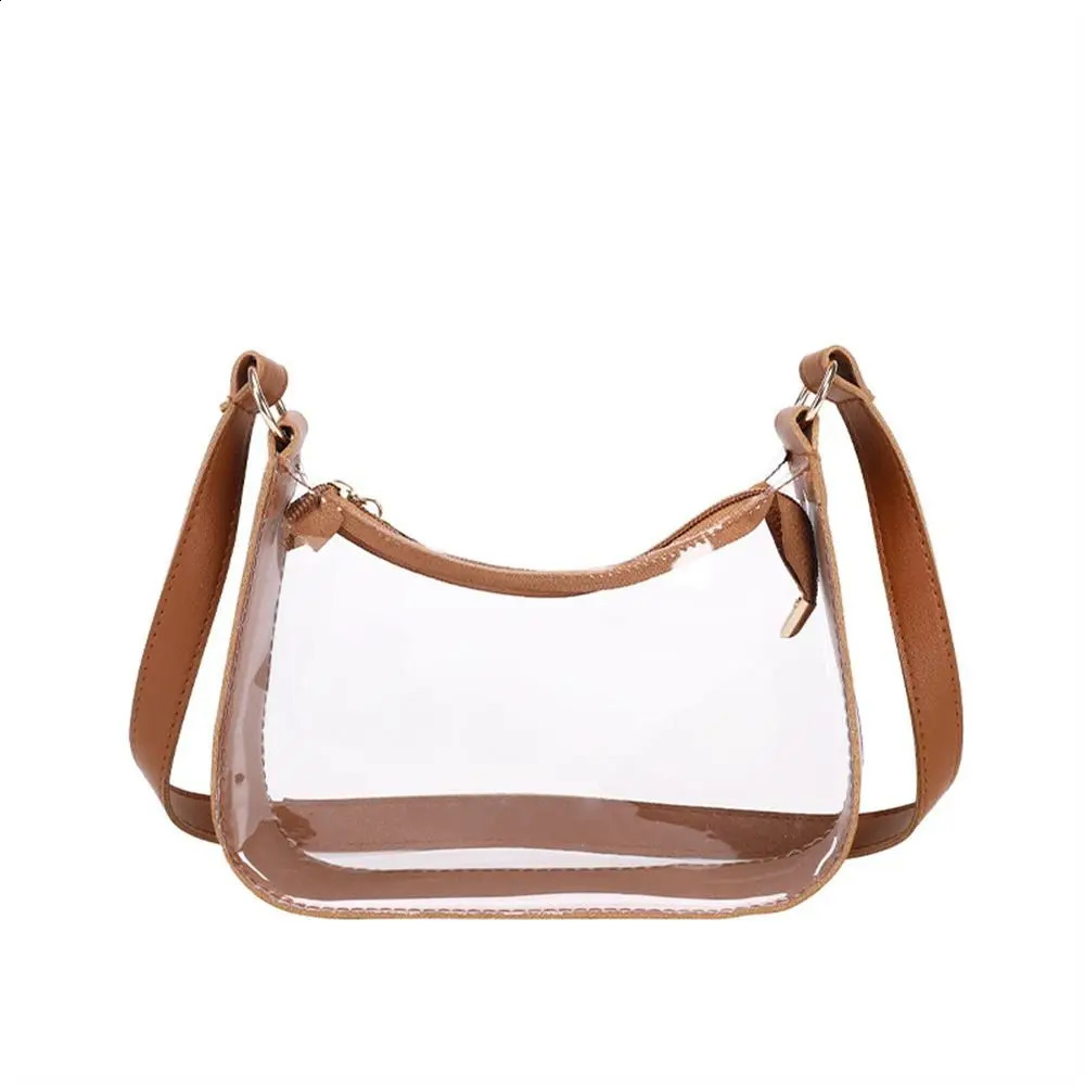 Candy Color Transparent Shoulder Bag Daily Zipper PVC Clear Jelly Bag Small Purses Women Girls 250916