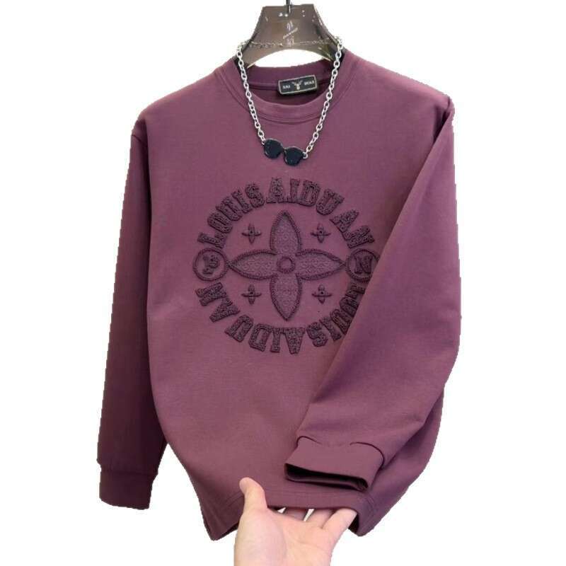 Mens Designer Autumn New Trendy Fashion Long Sleeve Men Round Neck Pullover Loose Solid Color Youth Base Shirt Men's Sweatshirt