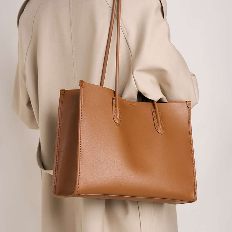 Women's Niche Soft Leather Tote New Versatile High-End Capacity Cowhide Shoulder Large Bag B3