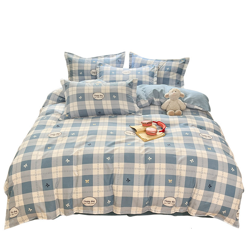 Simple Thickened Four-Piece Soft Skin-Friendly Pure Brushed Cotton Dormitory Three-Piece Set Bed Sheet Duvet Cover Bedding