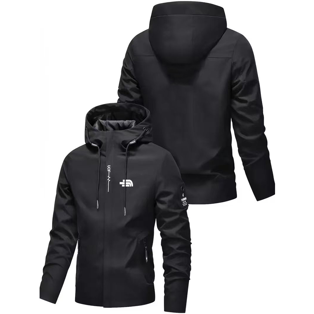 Designer Waterproof Jacket Men Outdoor Hooded Windbreaker Jacket Patchwork Design Stylish Casual Full Zip Outerwear Jackets Men Clothing