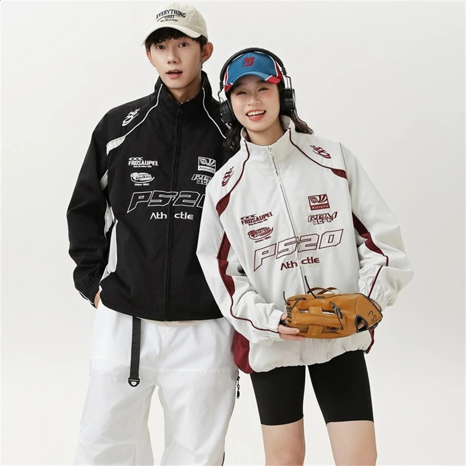 Color Block Varsity Jacket Men Vintage Embroidery Casual Sport Coat Oversized Streetwear Spring Harajuku Hip Hop Jacket 250916