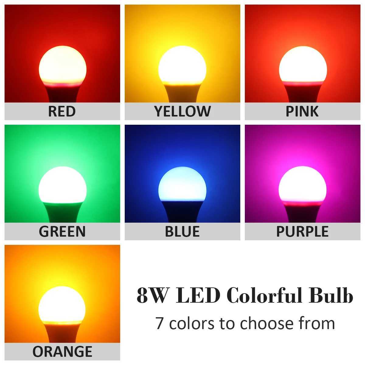 110pcs E27 B22 Led Colorful Bulb 8W AC 110V 230V RED Blue Light are available for festival celebration KTVBarShowcase C250917