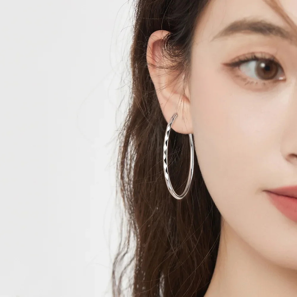 925 Sterling Silver 30405060mm Circle Hoop Earrings For Women Fashion Party Jewelry Gifts 250917