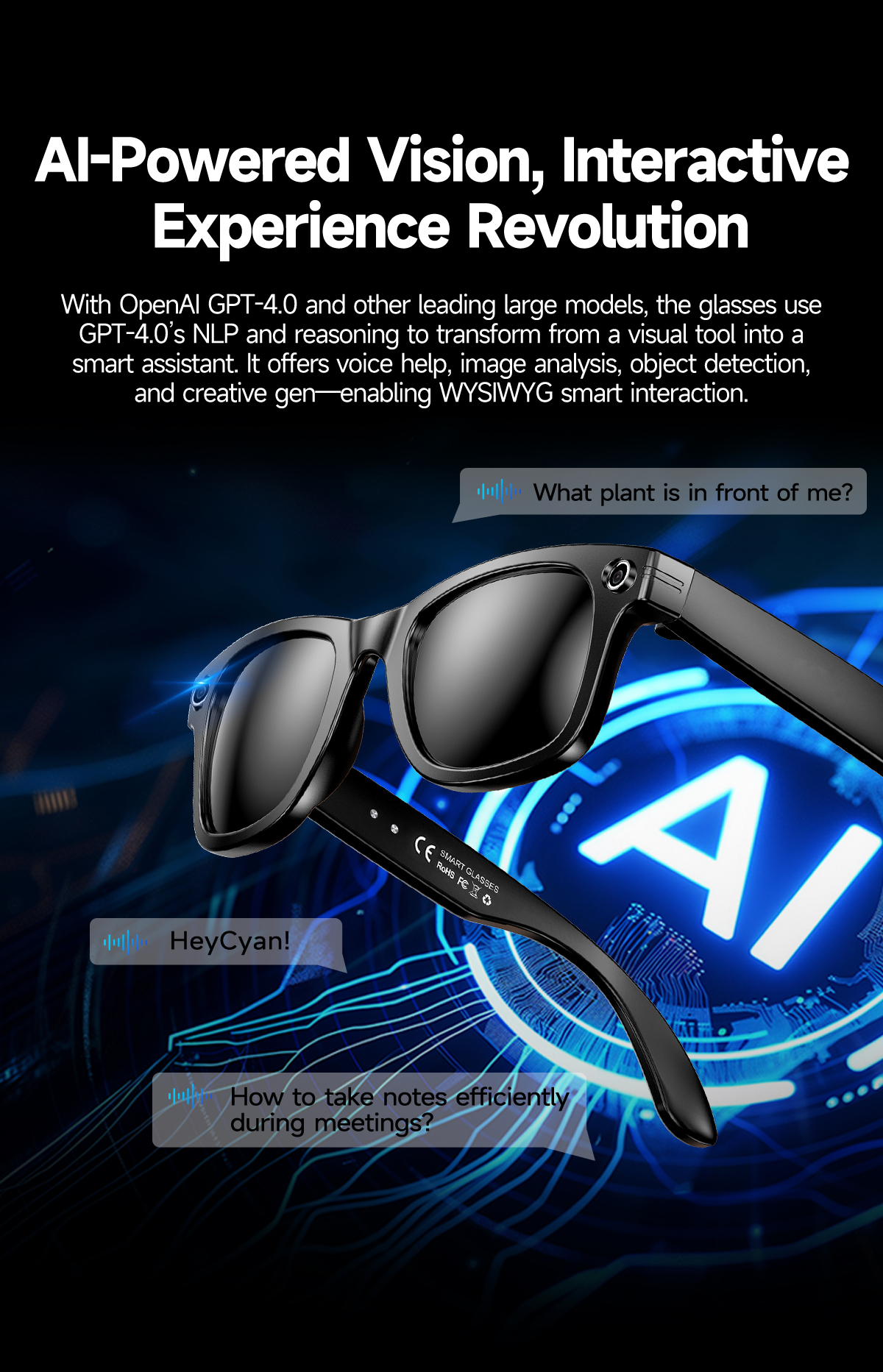 AI-Powered W610 Smart Eyewear: HD Camera & Active Noise Cancellation