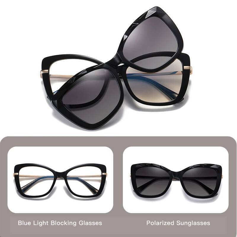 Nearsighted Blue Light Filter Female Polarized Clip On Sunglasses Retro Clear Square Leopard Anti Glare Glasses Myopia ddmythur