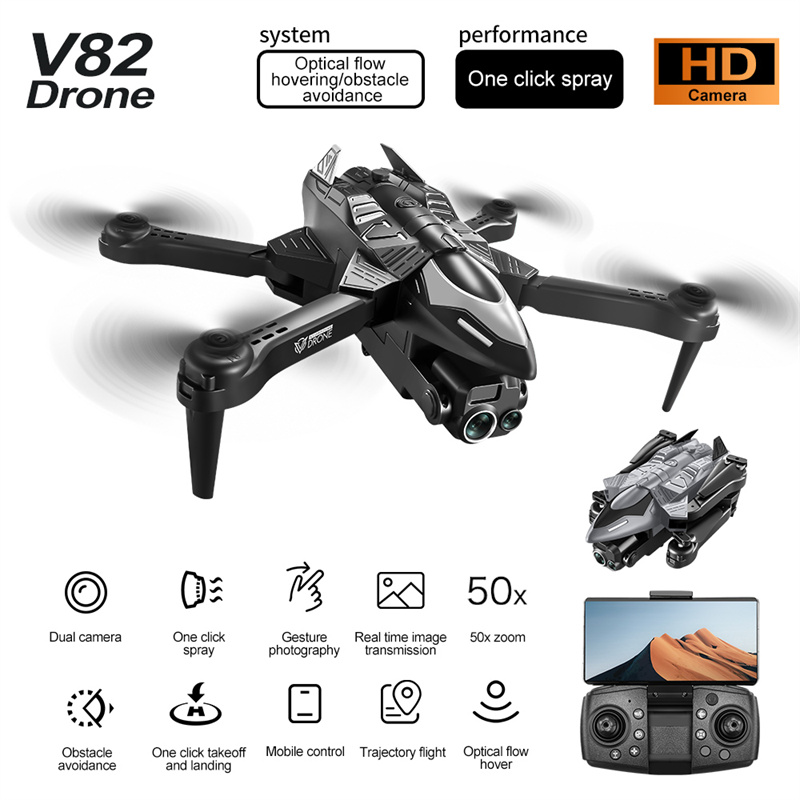 New V82 Drone Aerial Photography HD Professional Drones Optical Flow Positioning Intelligent Obstacle Avoidance Toy Remote Control Aircraft Long Stand