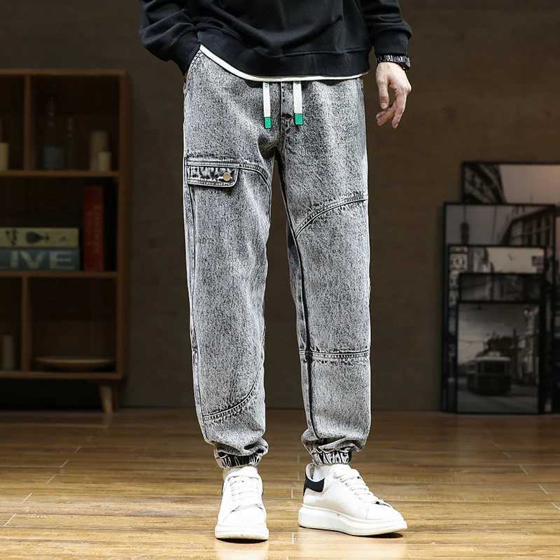 Spring Autumn Jean Men Elastic Waist Harem Hiphop Denim Pant Male Street Fashion Big Size Loose Fit Baggy Jogger Cowboy TrouserZ250917