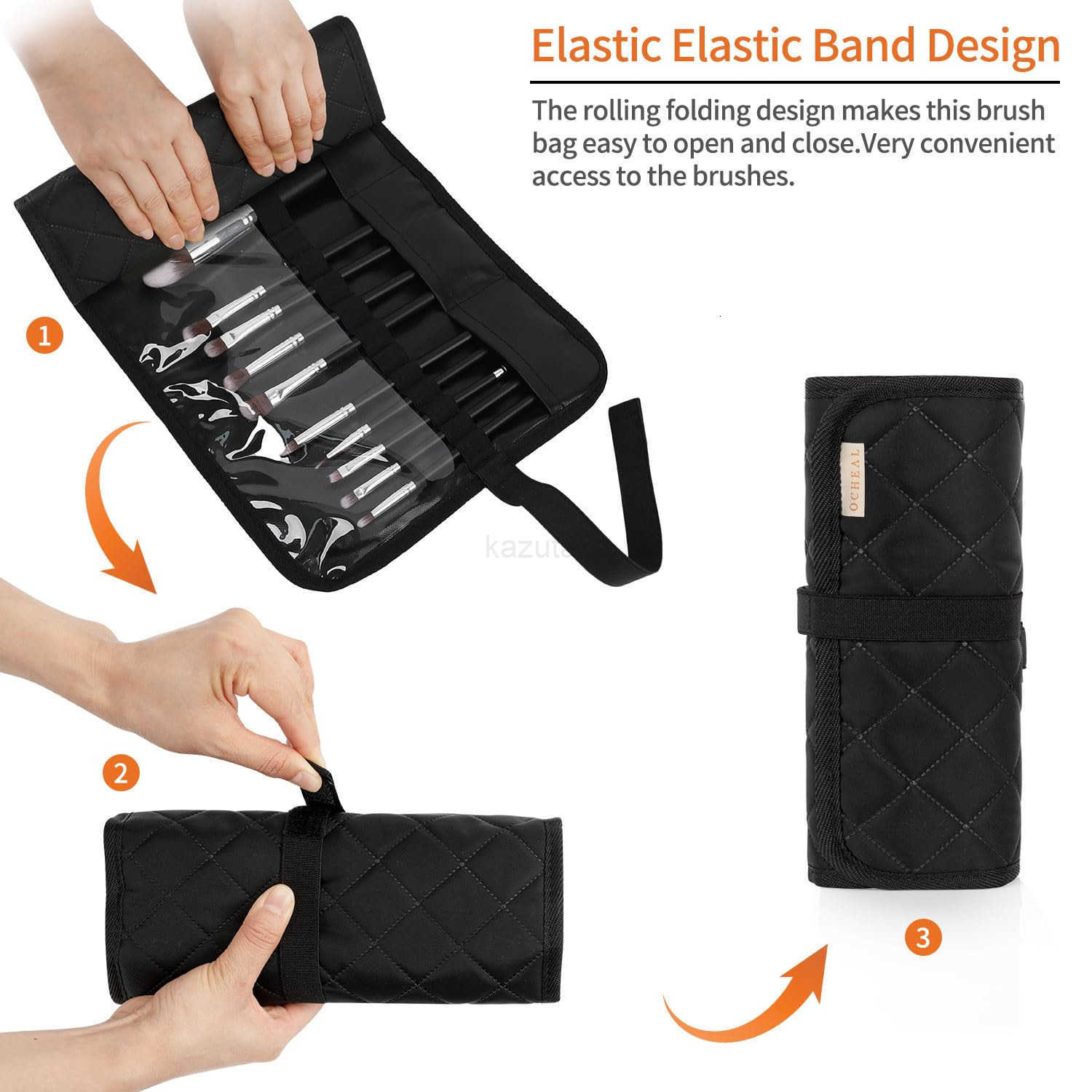 Makeup Brush HolderMakeup Brush OrganizerTravel Makeup Brushes Bag Cosmetic Bags Pouch for Women Brushes Case Makeup Artist Black Rhombus Z250917