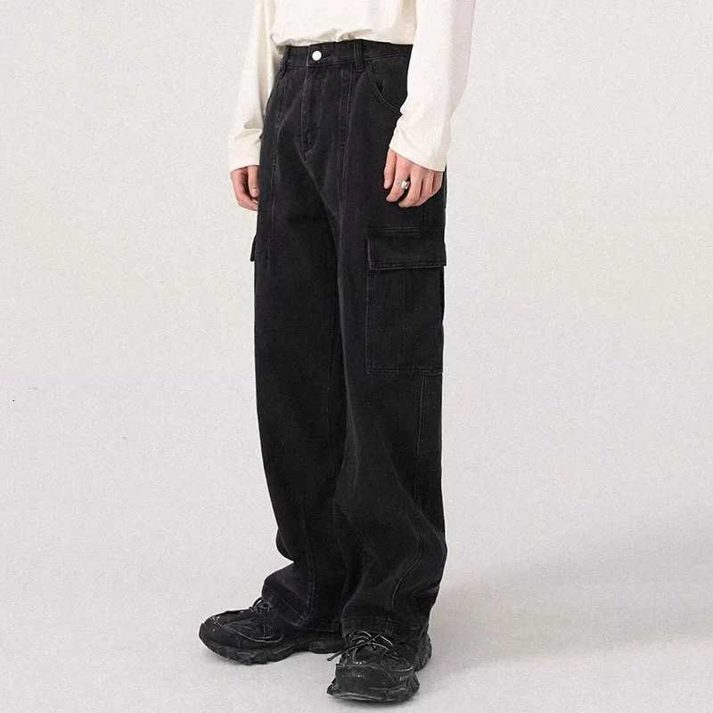 Men Baggy Oversize Cargo Jeans Male Wide Streetwear Hip Hop Pants Harajuku Fashion Straight Leg Black Blue Loose Denim PantsZ250917