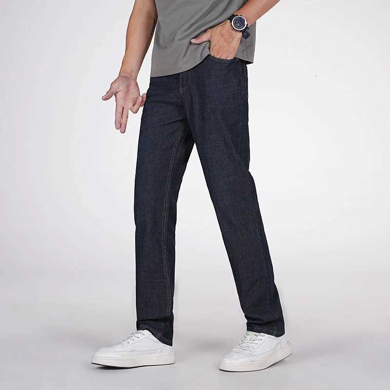 Mens Light Business Slim Fit Elastic Fabric Black Jeans 2025Autumn Winter High End Stretch Fabric Casual Long Pants Plus Size 40Z250917