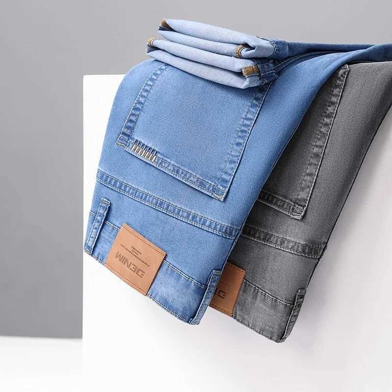 Summer Mens Clothing Lyocell Jeans Thin Breathable Trousers Fashion Casual Business Classic Male Brand Denim PantsZ250917