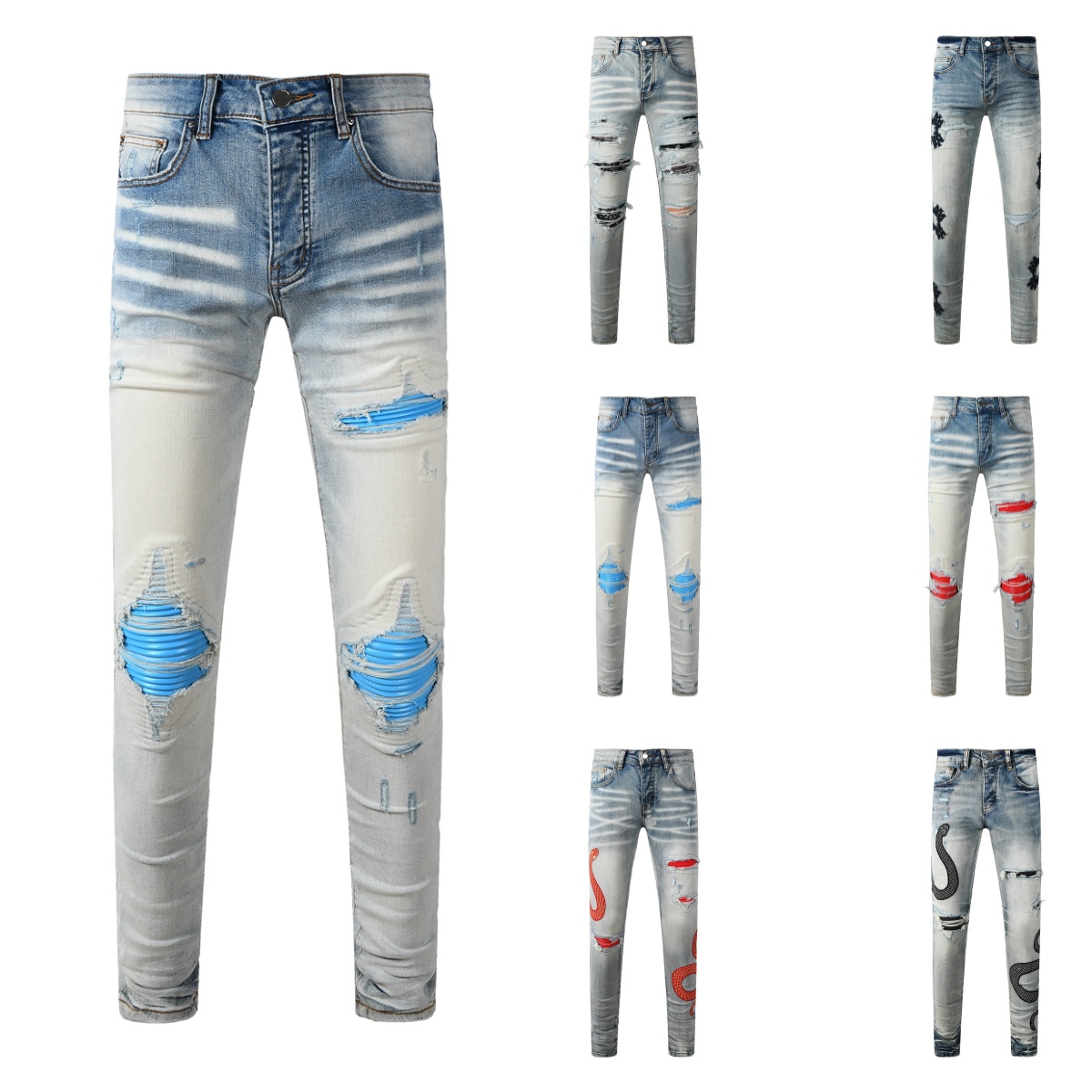 designer ksubi jeans for men flared baggy Jeans ksubi jeans with Holes Straight Leg Zipper Hip Hop Bikers denim trousers Motorcycle skinny fit slim jeans