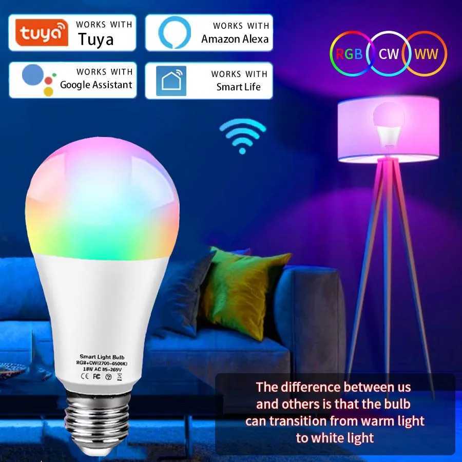 Tuya WiFi Smart LED Light Bulb 12W 15W 18W E27 RGB Smart Lamp Smart Life Alexa Google Home For Bedroom Living Room Decor C250917