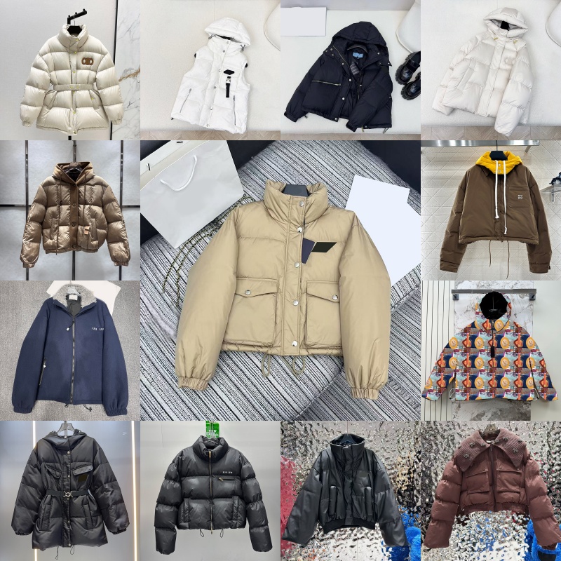 Luxury Brand Cropped Puffer Coats Winter Womens Thick Warm Jackets Classic Hooded Puffy Jacket Street Style Parkas Outerwear