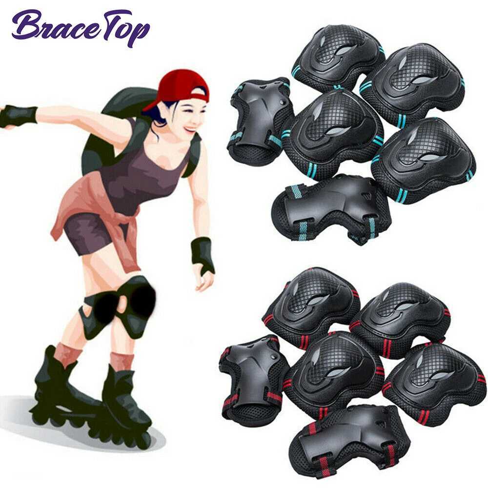 BraceTop 6Pcsset Teens Adult Knee Pads Elbow Pads Wrist Guards Protective Gear for Roller Skating Skateboarding Cycling Sport J250917