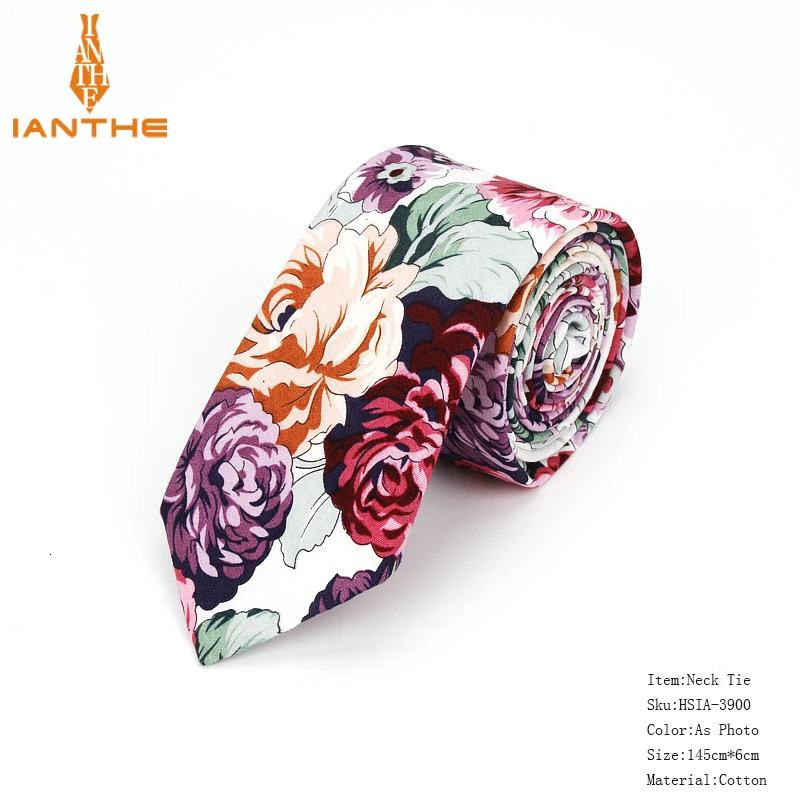 100 Cotton Mens Paisley Print Neck Ties For Men Necktie Narrow Slim Skinny Cravate Flower Neckties Corbatas 250917