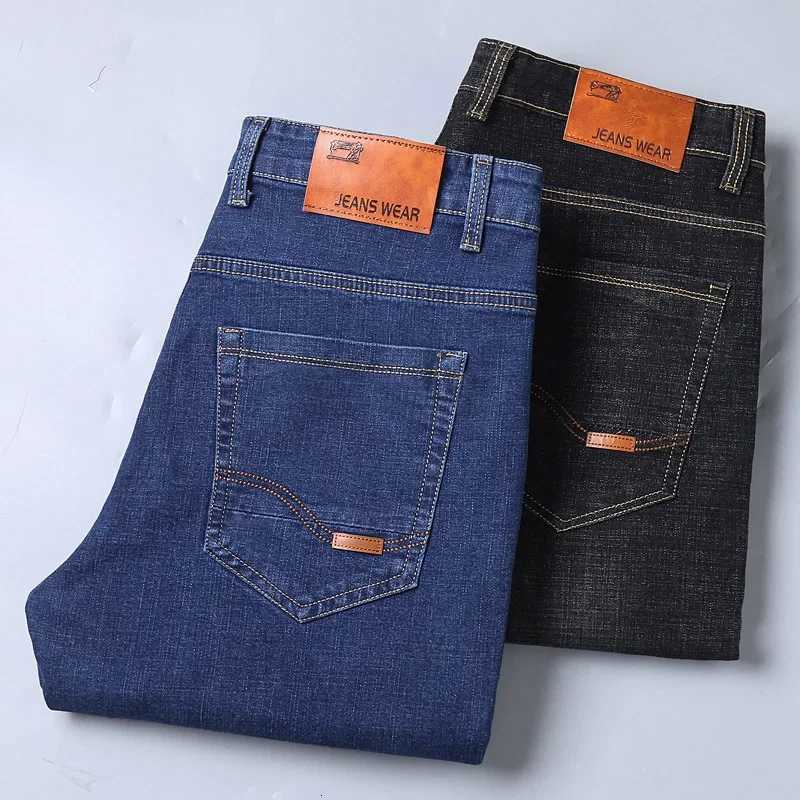 New Men Light Luxury Stretch Slim Fit Pants Comfortable Soft Business Fashion Straight Casual Denim Trousers Male Brand ClothingZ250917
