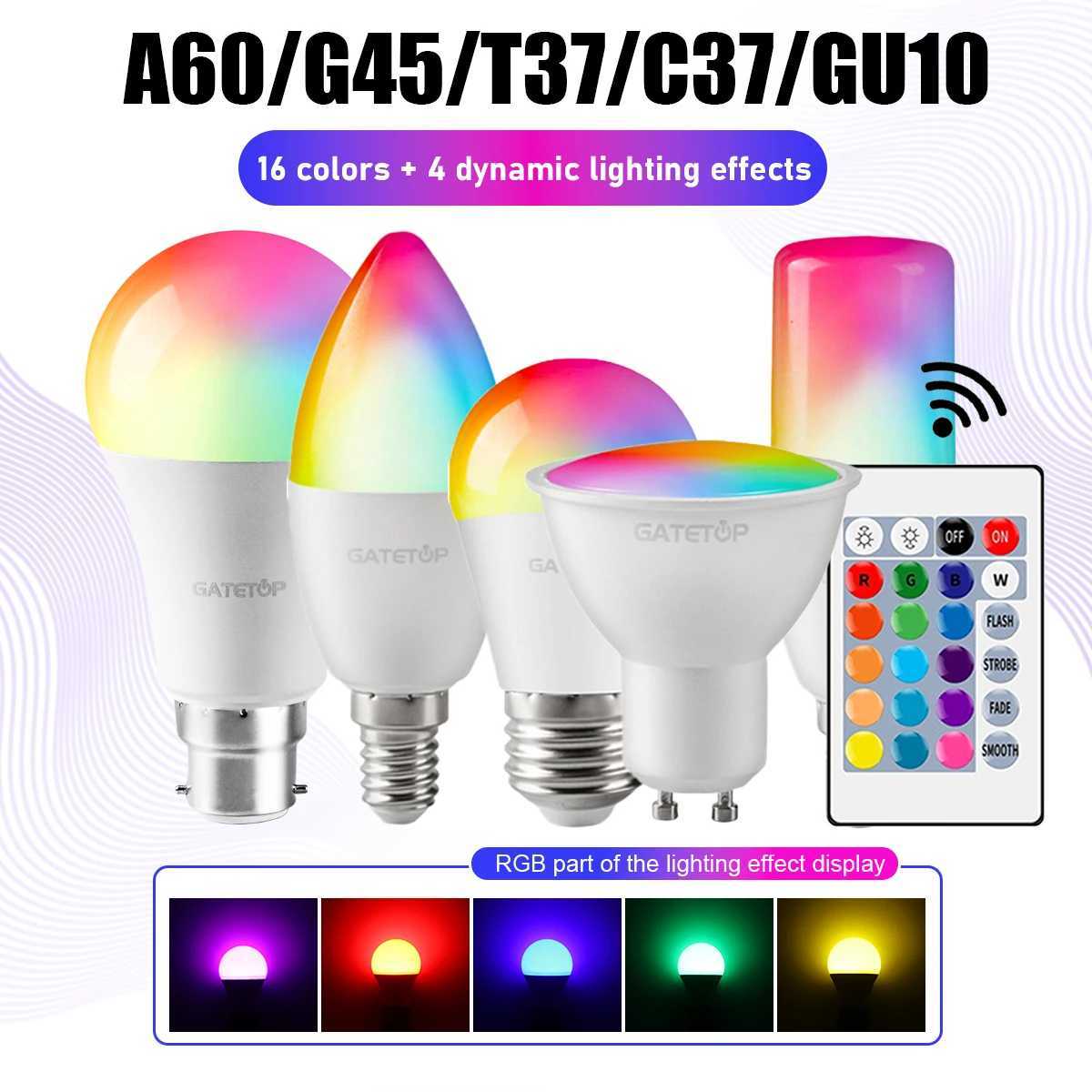 110PCS Smart RGBW LED Bulb Spotlight E27 E14 B22 GU10 with Infrared Remote Control Suitable for Colorful Home Lighting C250917