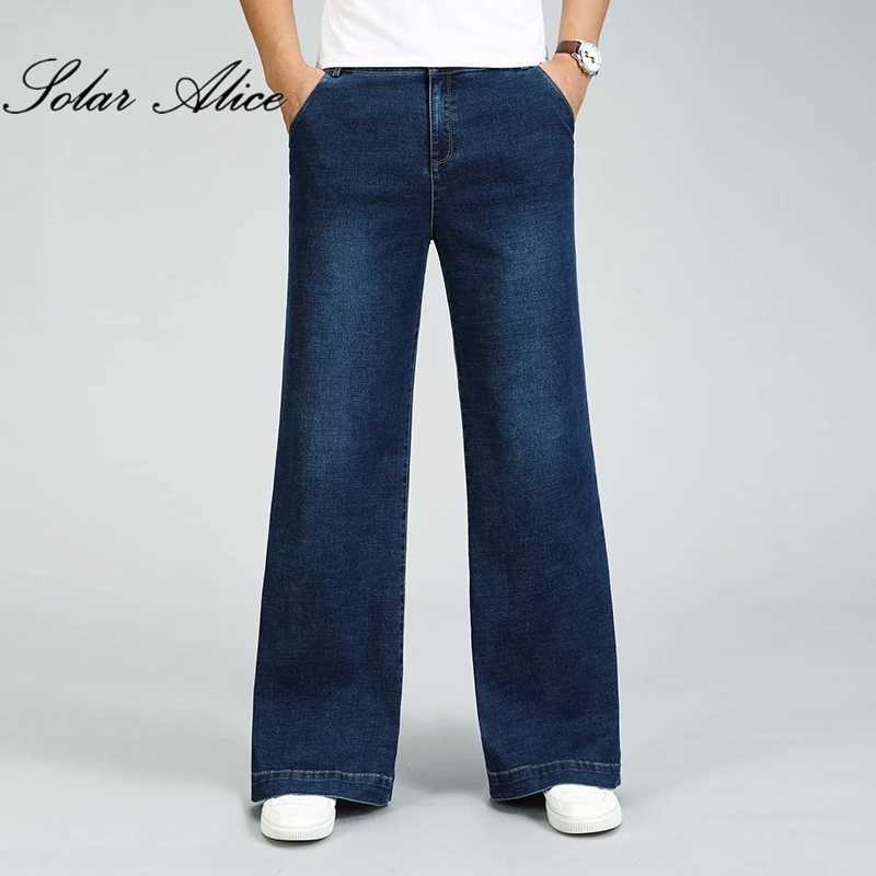 2023 Mens Four Seasons New MidWaist Big Straight Jeans Loose Stretch Microflared Casual PantsZ250917