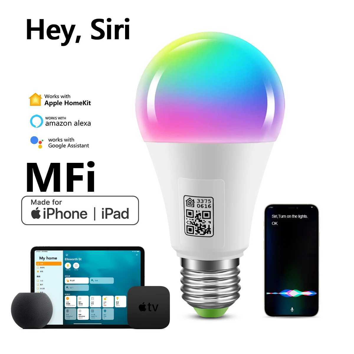 MFI Certified Homekit LED Smart Wifi Light Bulb E27 Smart Lamp Multicolour Dimmable LED Bulb Siri Control for Alexa Google Home C250917